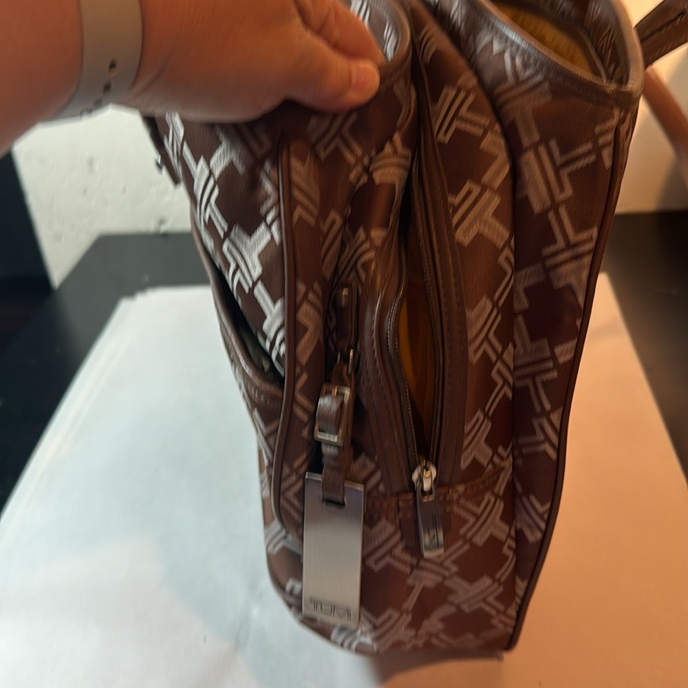 TUMI Maroon Patterned Canvas Laptop Bag - Picture 9 of 14